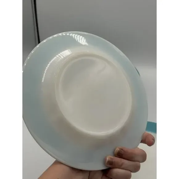 12 Pyrex Vintage Milk Glass Plates Teal Aqua Blue Dinnerware 6 Small 6 Large